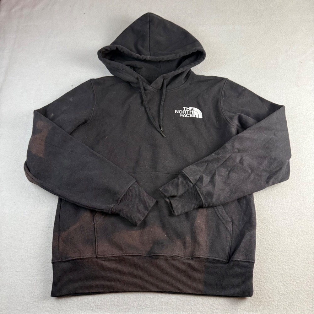 The North Face Mens XS Black Box Logo Never Stop Exploring Bleached Hoodie